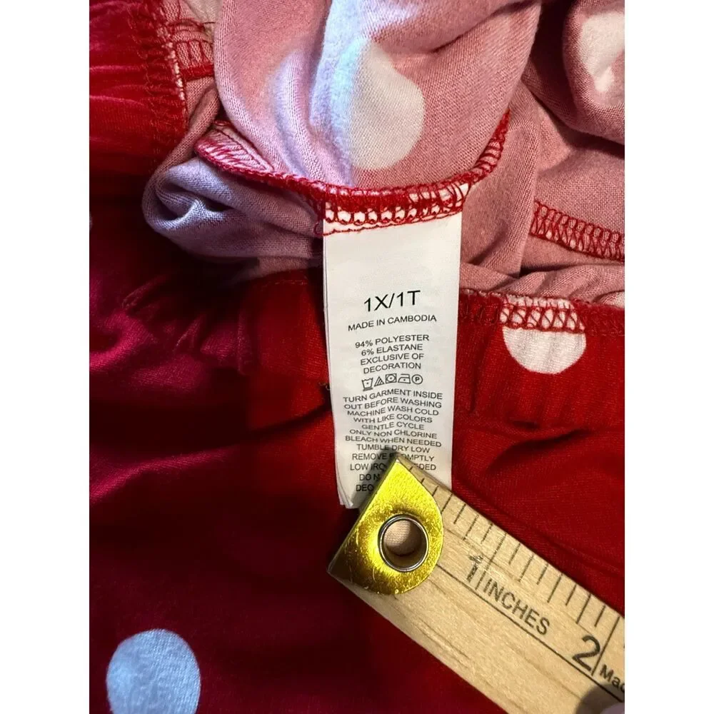 Kate Spade 1X Red Polka Dot Long Sleeve Button Front Pajama PJ Set Lounge Plus